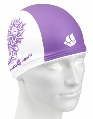 картинка Шапочка для плавания Mad Wave Training бело-фиолетовая 