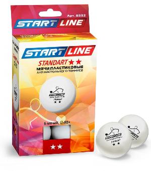 Мяч для настольного тенниса Start Line Standart 2 New, 2 звезды, набор 6 штук от магазина Супер Спорт